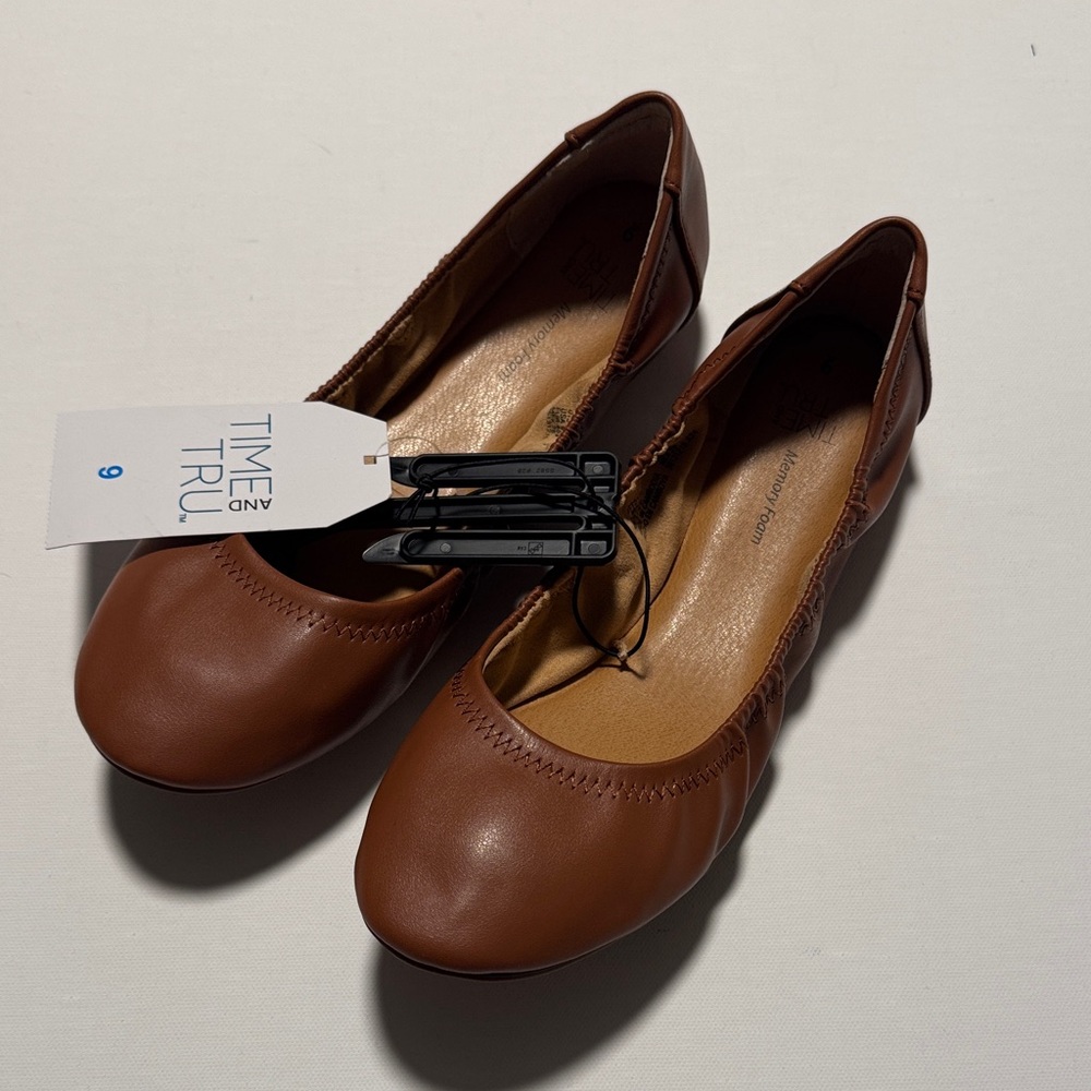 Brown Ballet Flats Womens 9 Memory Foam